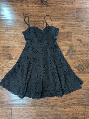 Dynamite Eyelet Lace Mini Dress in Black Size xs